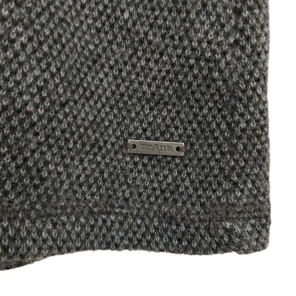 Prana Wool Blend Ebba Sweater Womens Medium Gray Cowl Neck Button Textured Soft - Picture 5 of 12